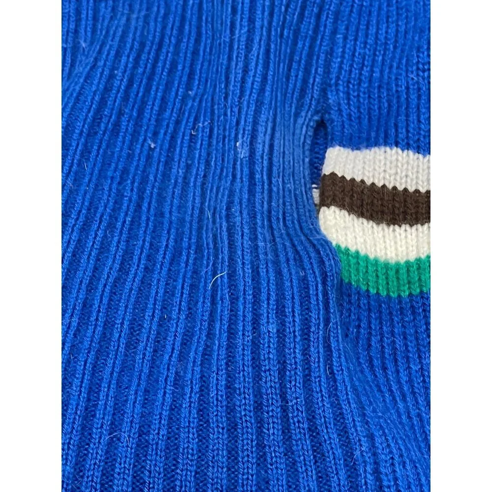 top paw ugly Christmas dog sweater handmade blue Santa clock large knit READ